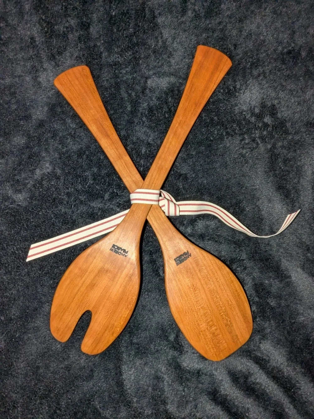 Andrew Pearce Wooden Salad Servers for Large Cherry Bowl